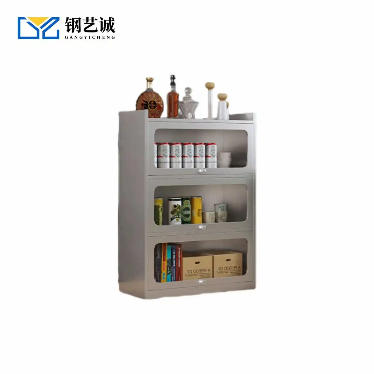 Stainless Steel 3-door Flip-top Cabinet